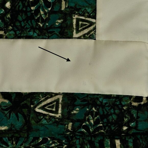 Handmade Green and White Patchwork Quilt Throw Geometric Pattern 38" x 54" - Picture 15 of 16